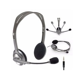 LOGITECH AUDÍFONOSS/MIC ALAMBRICO 1 PLUG 3.5MM H111 GRIS