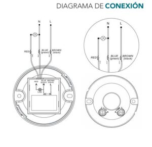Diagrama conexion sensor movimiento ° temporizador